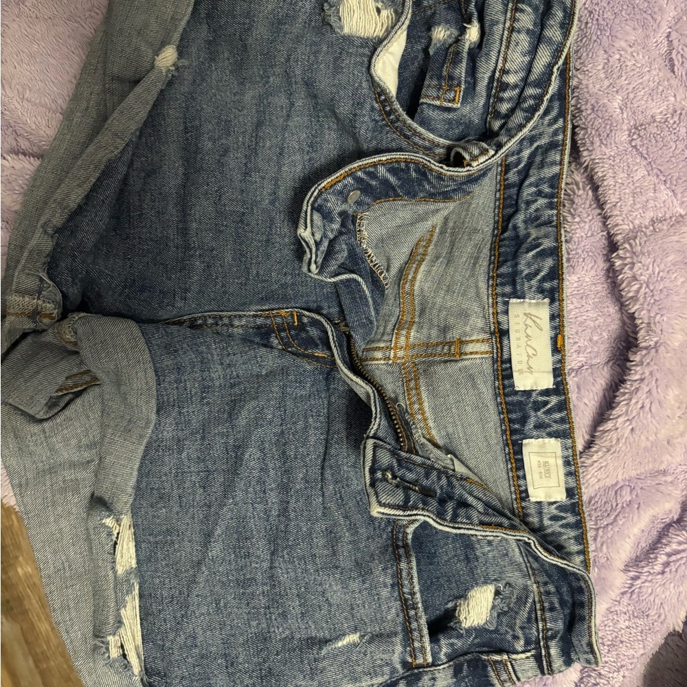 KanCan Light Blue Distressed Denim Shorts
